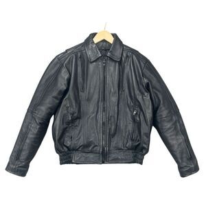 American Top Women's Leather Motorcycle Jacket‎ Size 12 Black Multi Vent Durable